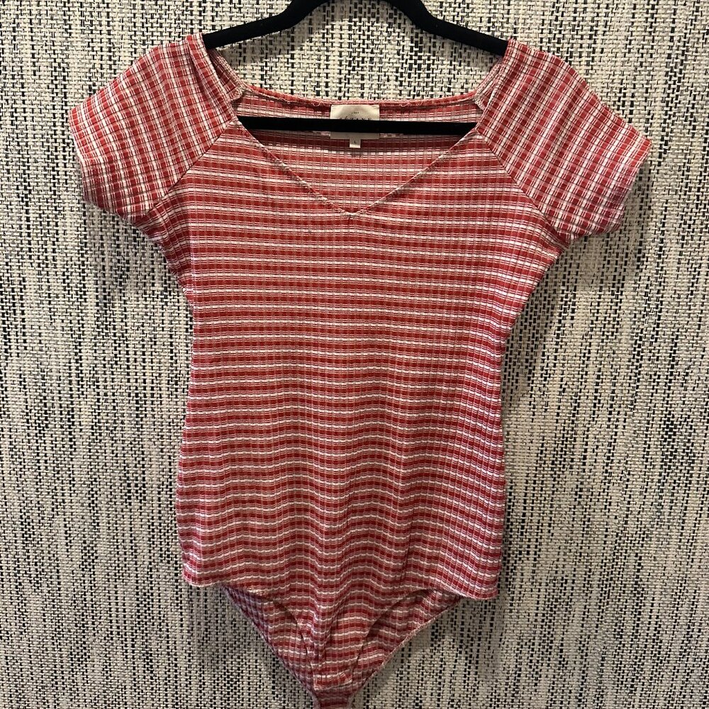 Red/white striped Sezane bodysuit size L